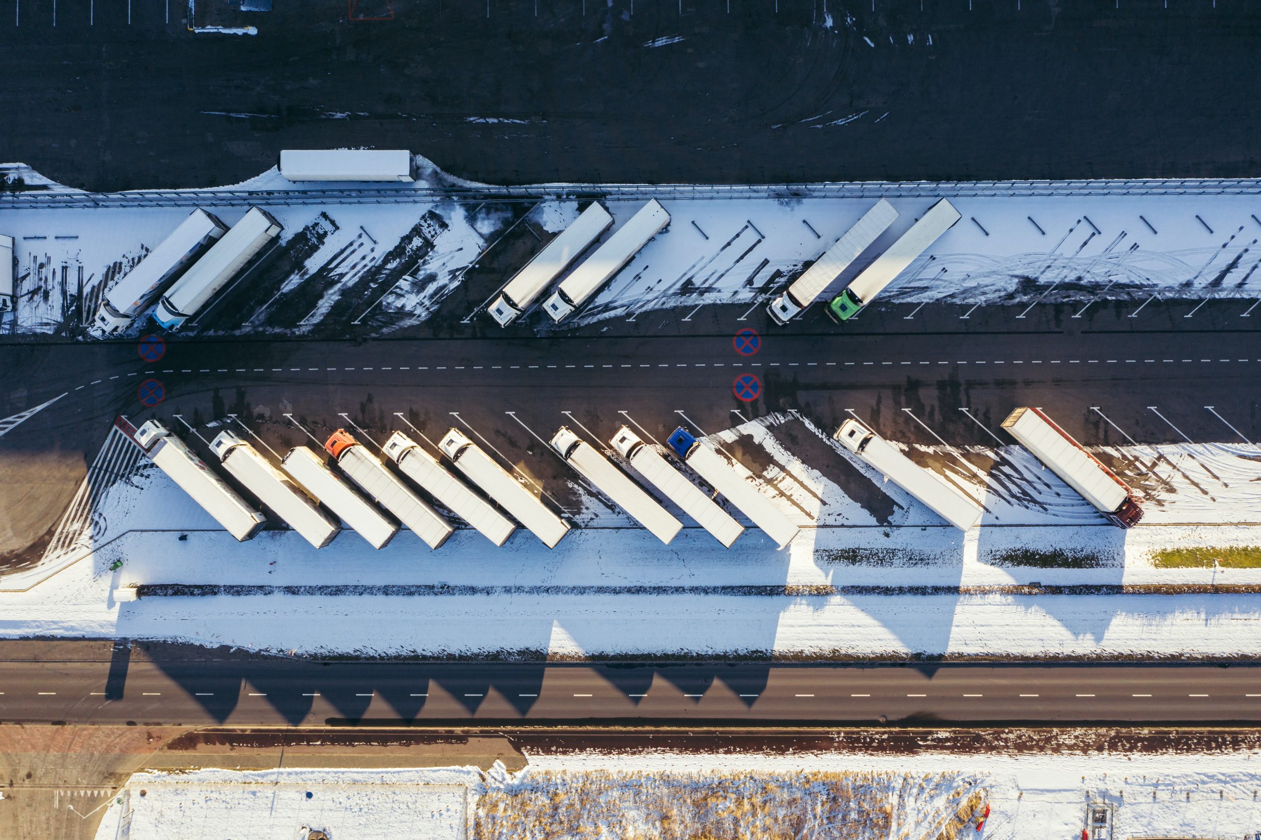 Snowy logistics vehicles