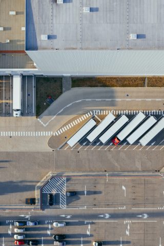 overhead view of loading dock - outsourcing transportation
