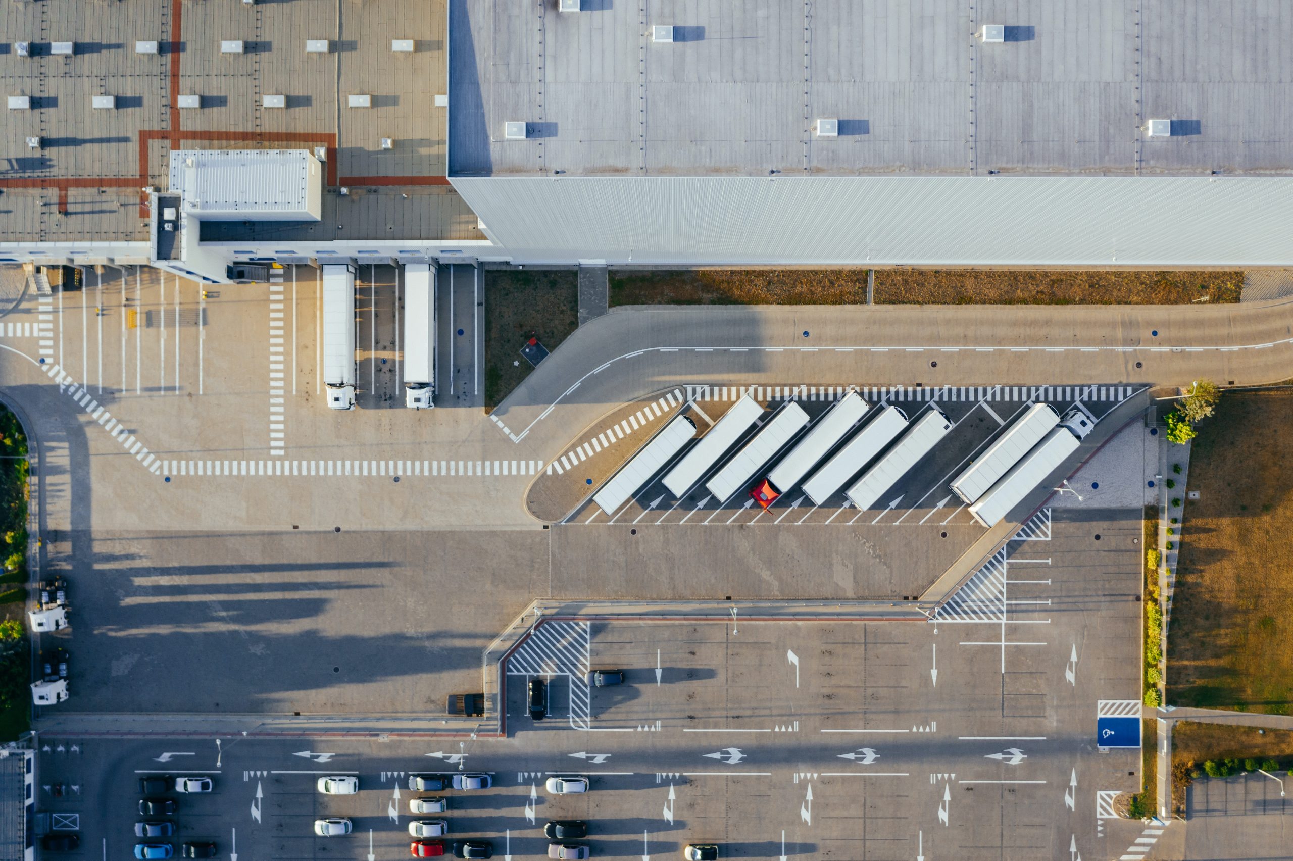 overhead view of loading dock - outsourcing transportation