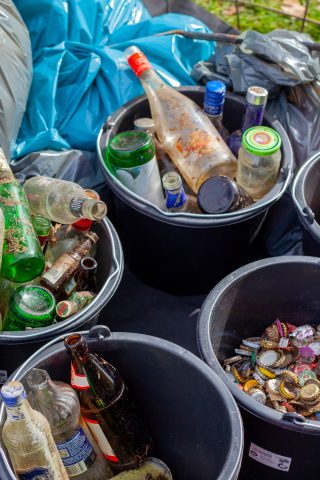 bins of recyclables - recycling sorting