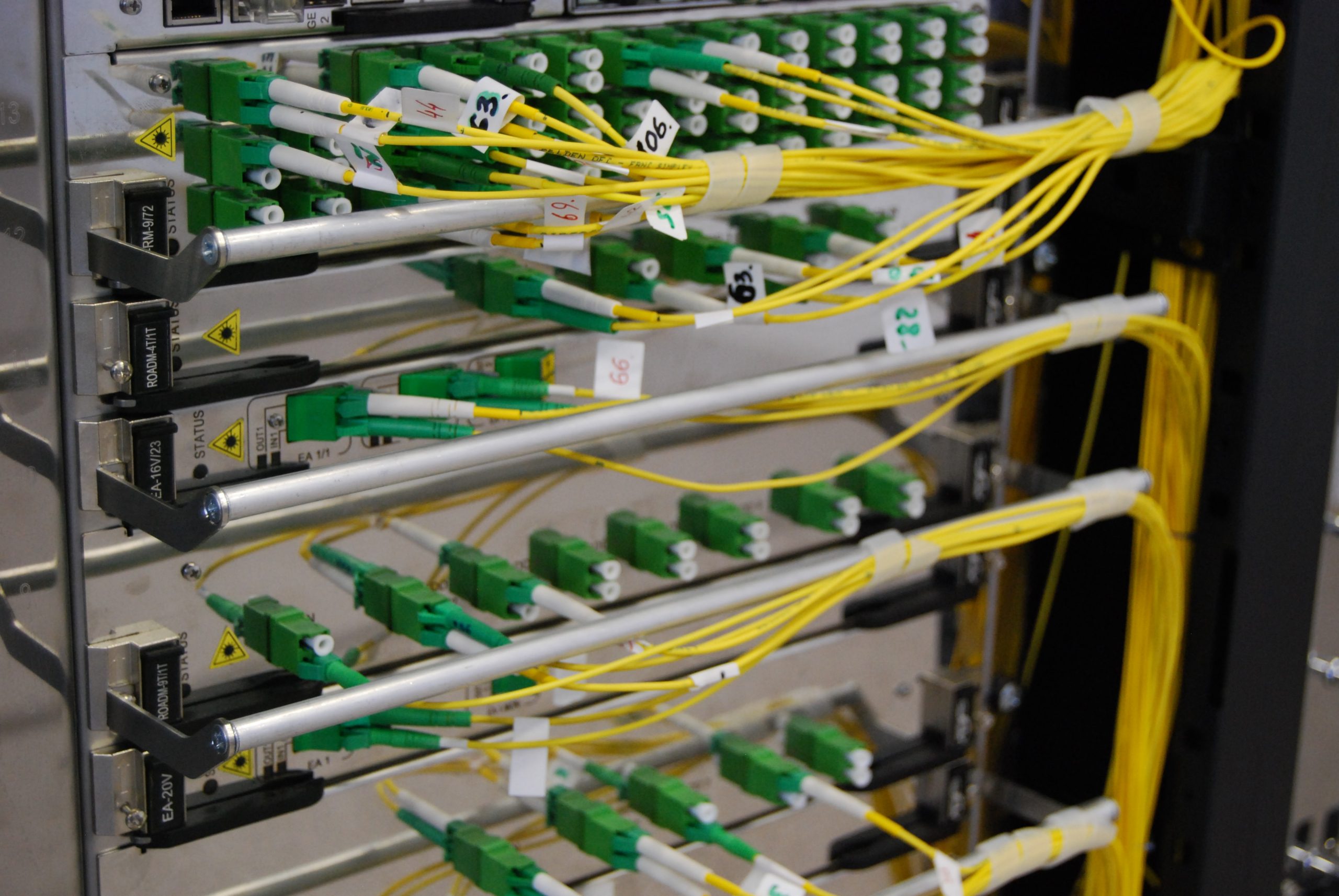Close up of server, cords - Data Center Sustainability