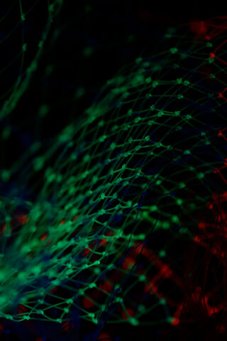 abstract red and green matrix - digital carbon footprint